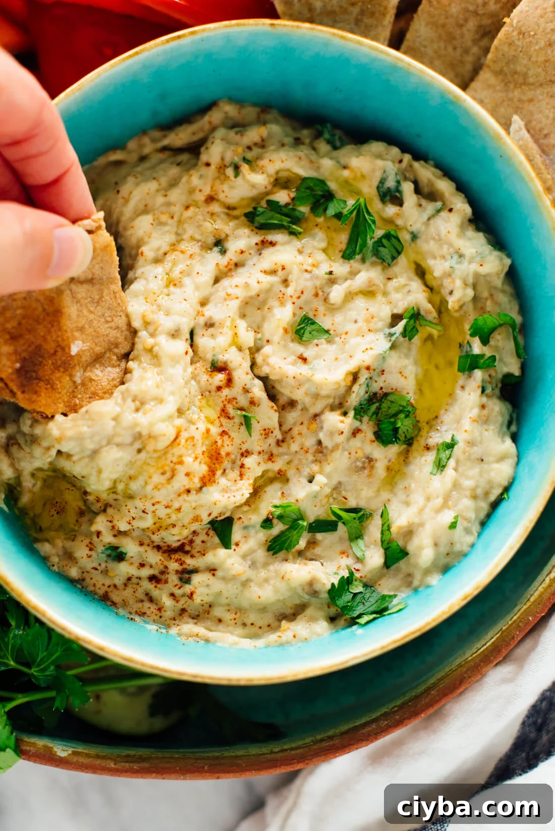 Smoky Baba Ganoush Recipe: Authentic Middle Eastern Eggplant Dip 8 Delicious homemade baba ganoush (eggplant dip)—no food processor necessary!