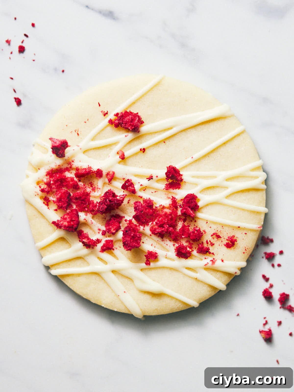 White chocolate cookies on a marble surface