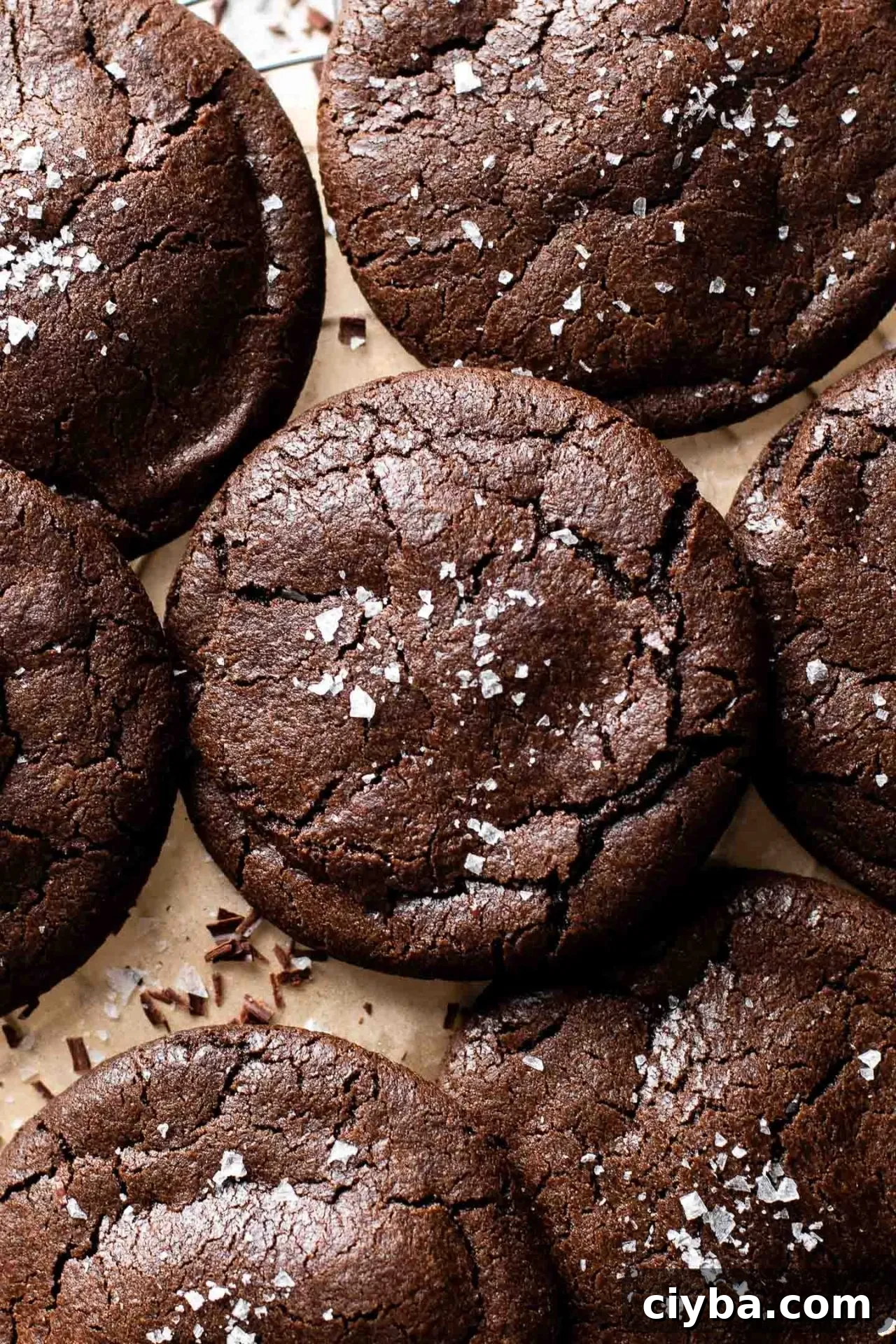 Nutella chocolate lava cookies on parchment lined wire rack