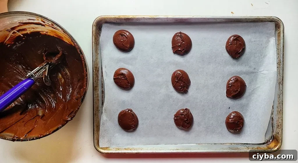 brownie cookies ready for the oven