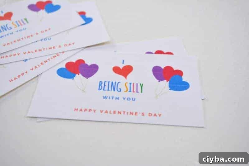 Free printable Silly String Valentine