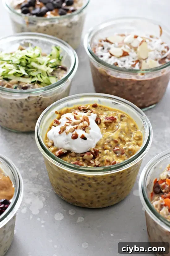 Gluten Free Dairy Free Overnight Oats in small jars.