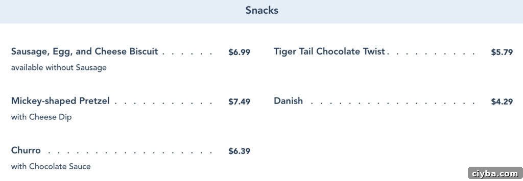 snack menu from Isle of Java.