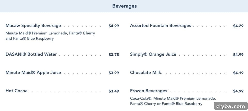 drink menu from Isle of Java.