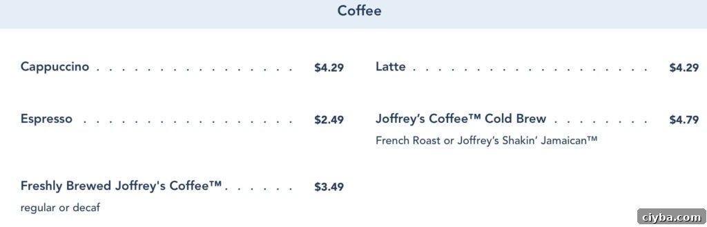 Coffee Menu from Isle of Java.