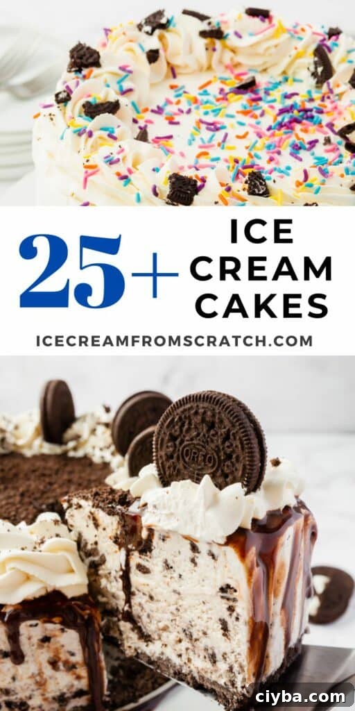 pinterest pin collage for easy ice cream cake recipes