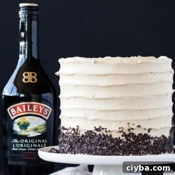 10 Irresistible Baileys Dessert Recipes for St. Patrick’s Day 4 Baileys coffee layer cake beside a bottle of Baileys Irish Cream
