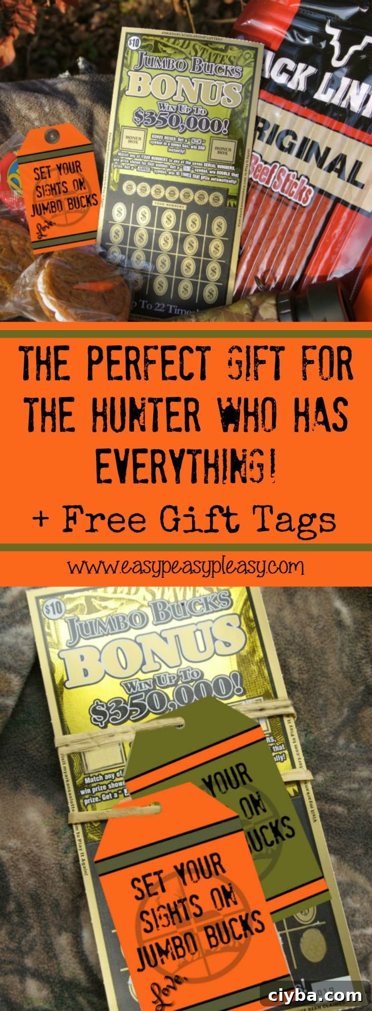 Free printable gift tags and the perfect gift for the hunter who has everything. See how I surprised my favorite hunter with Arkansas Scholarship Lottery Scratch Off Tickets.