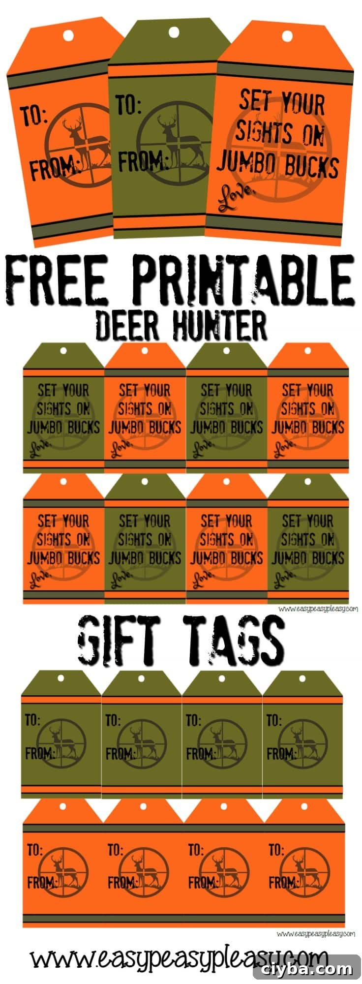 Free printable Deer Hunter Gift Tags. 4 to choose from.