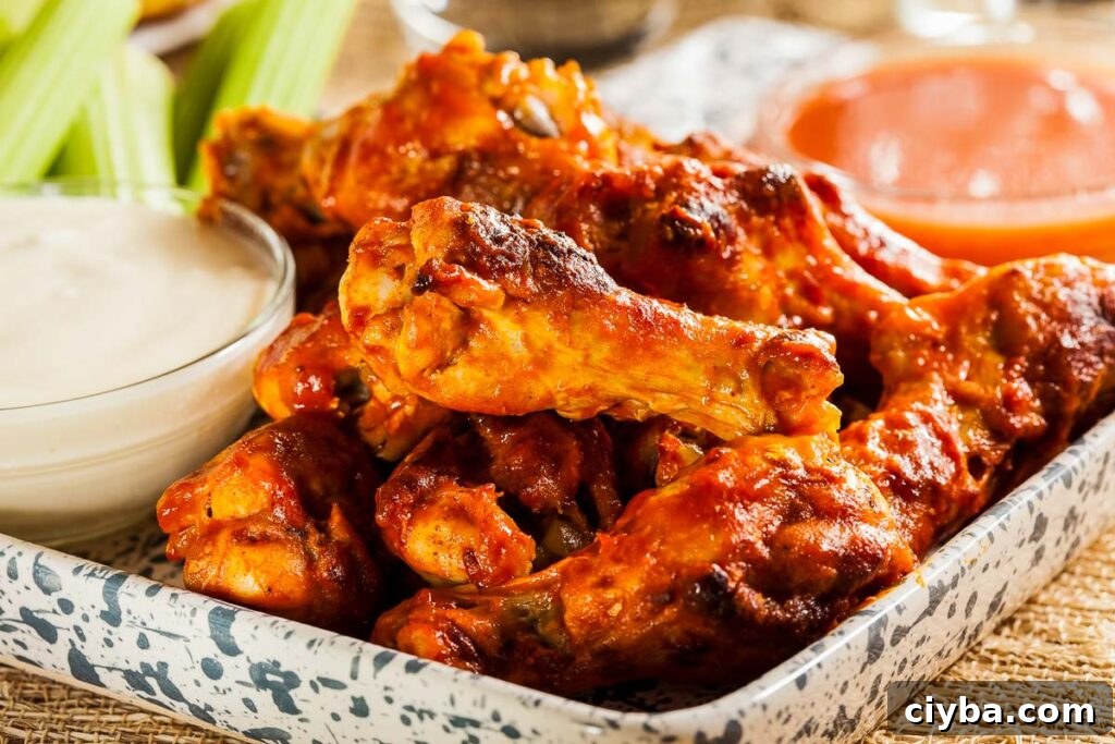a plate of wings tossed with keto buffalo sauce