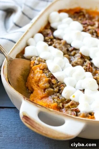 Sweet potato casserole with marshmallows.