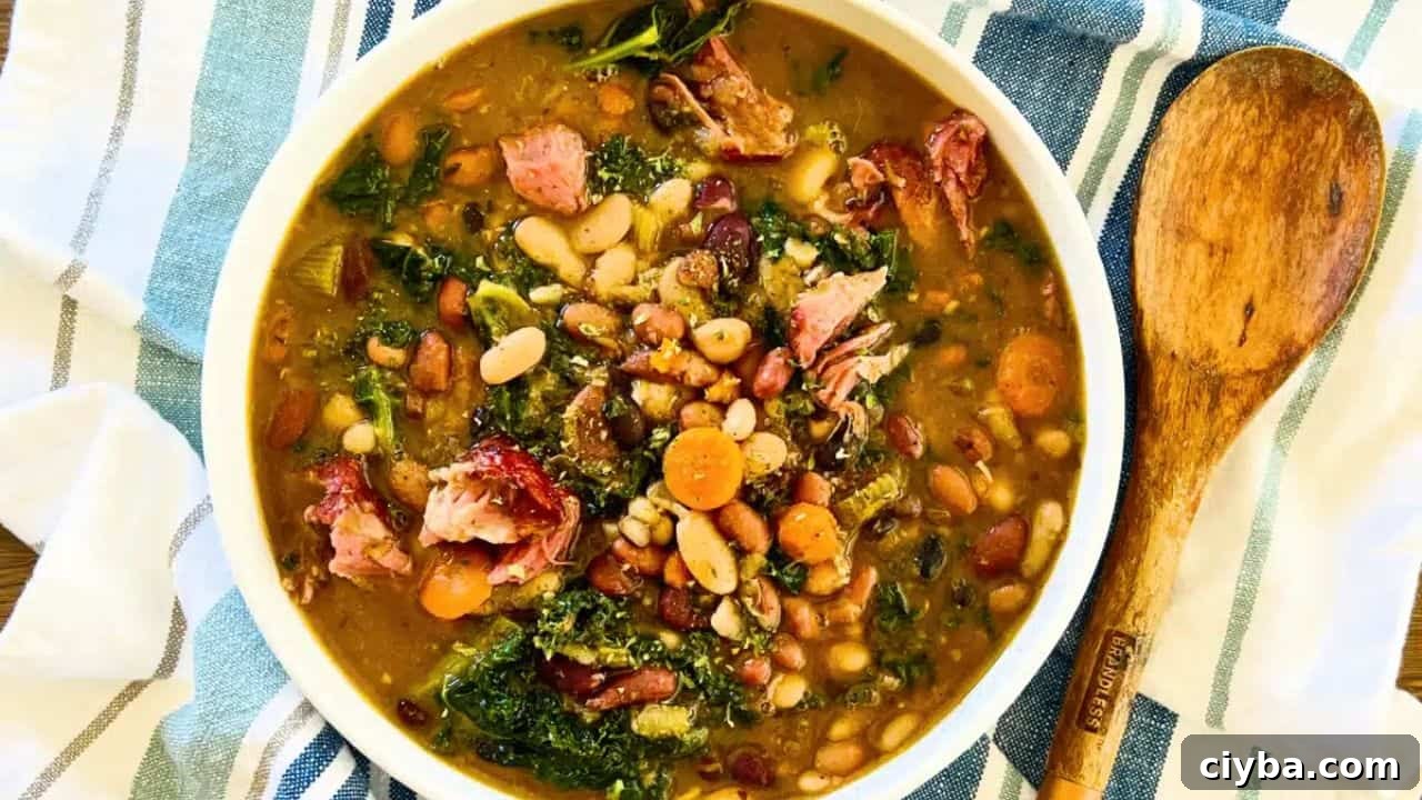 Slow Cooker 15 Bean Soup with Kale
