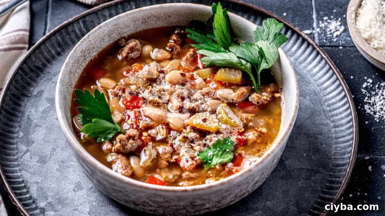 Brothy Italian Sausage and White Bean Soup