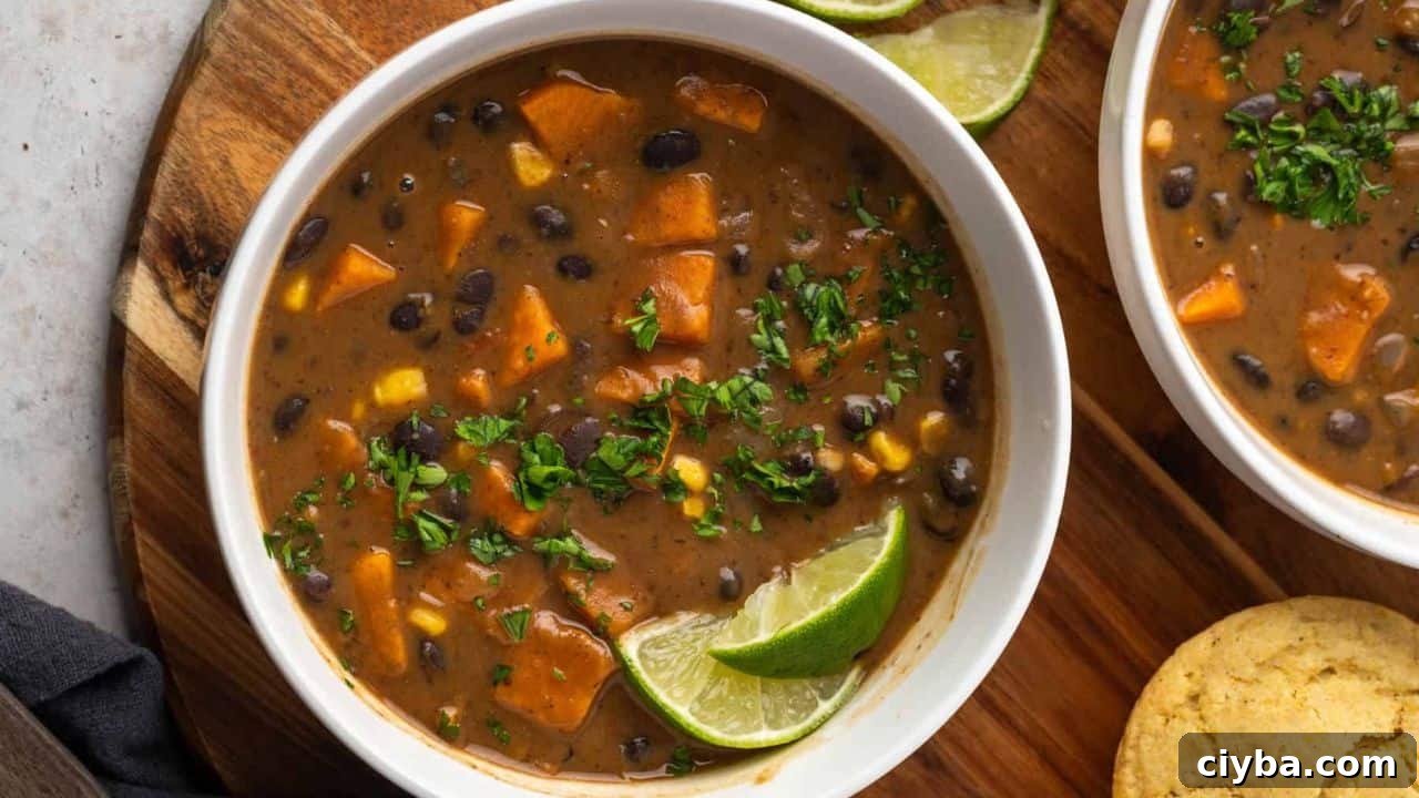 Southwest Black Bean Sweet Potato Soup