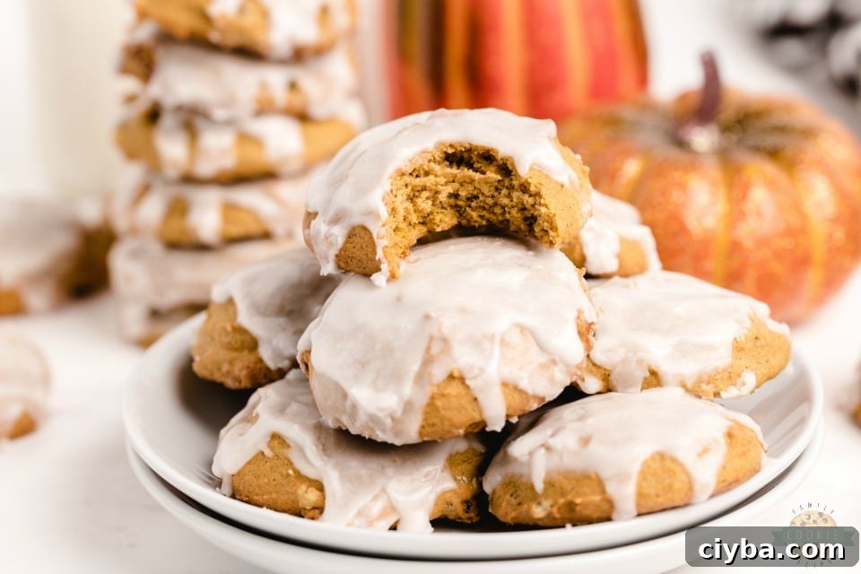 pillowy soft iced pumpkin cookies