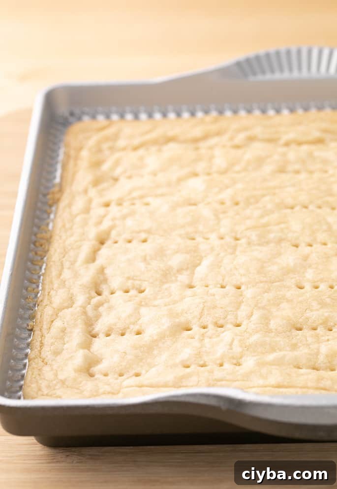 Shortbread baked in pan