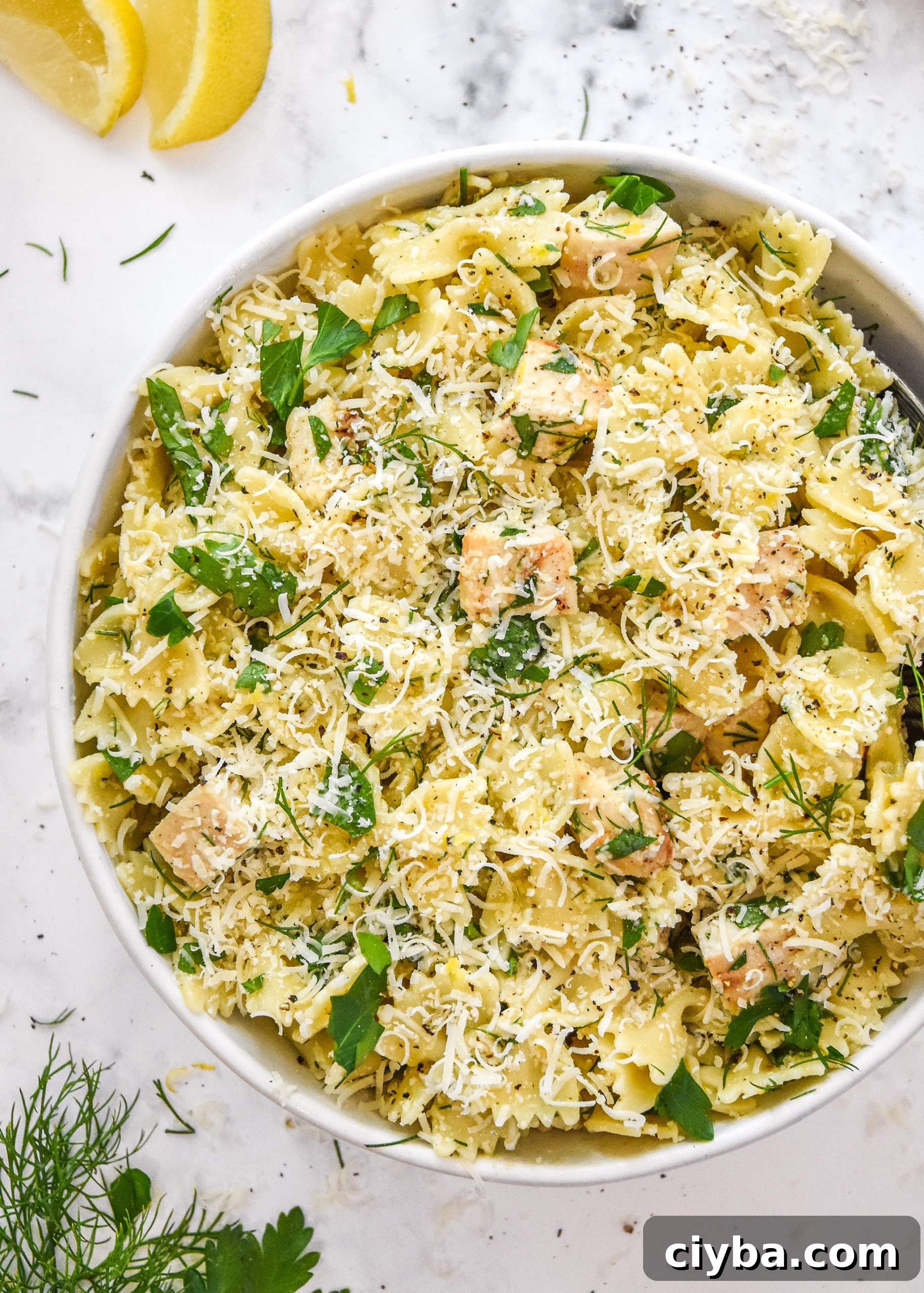 Herby Lemon Chicken Pasta Salad