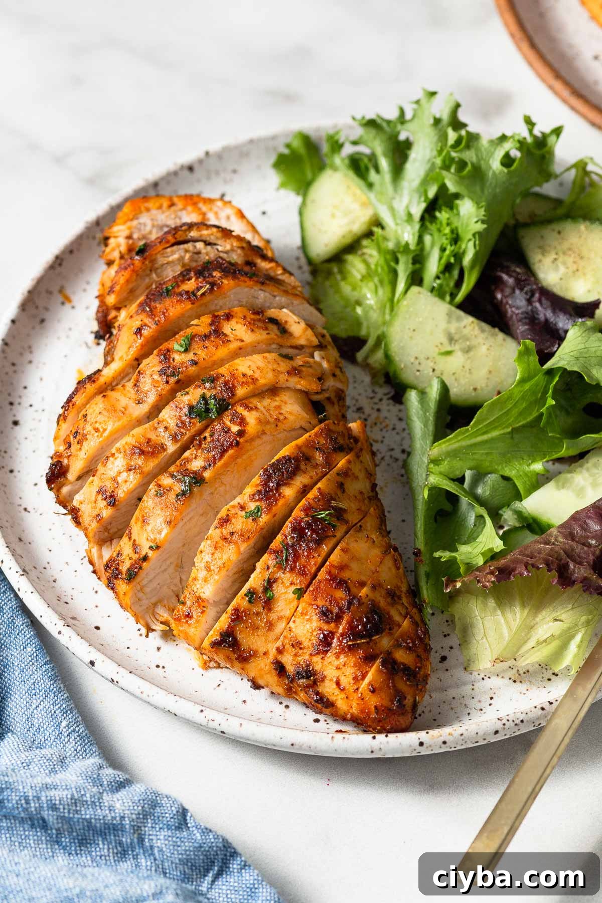 air fryer chicken breast with salad