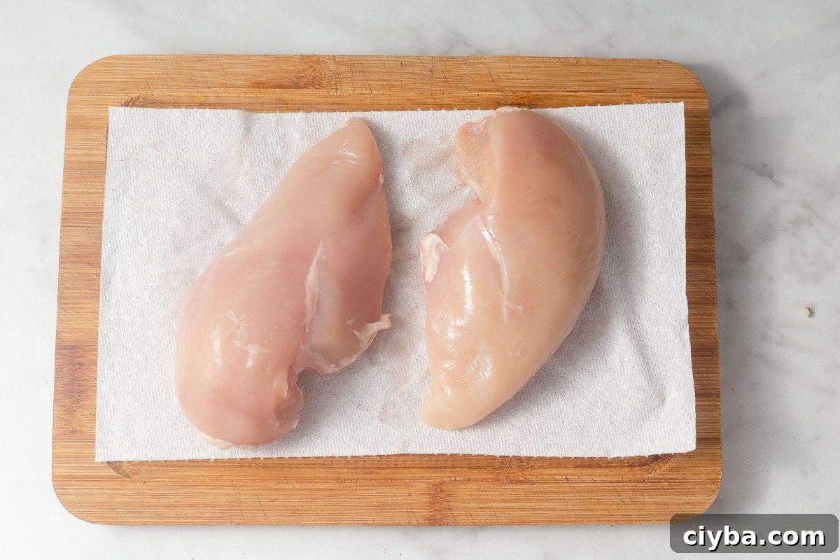 drying the chicken breast