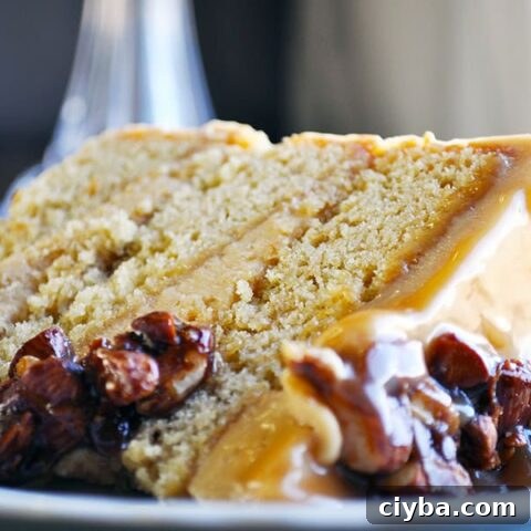 Gluten Free Birthday Cake | Gluten Free Caramel Cake with Salted Caramel Italian Meringue Buttercream | ofbatteranddough.com