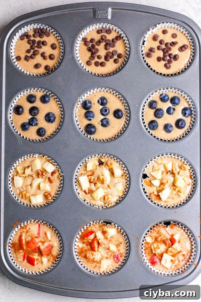 muffin batter in tray
