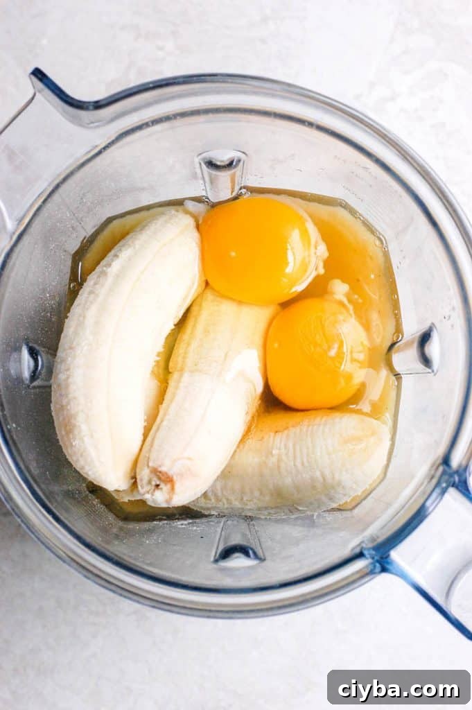 banana and eggs in blender