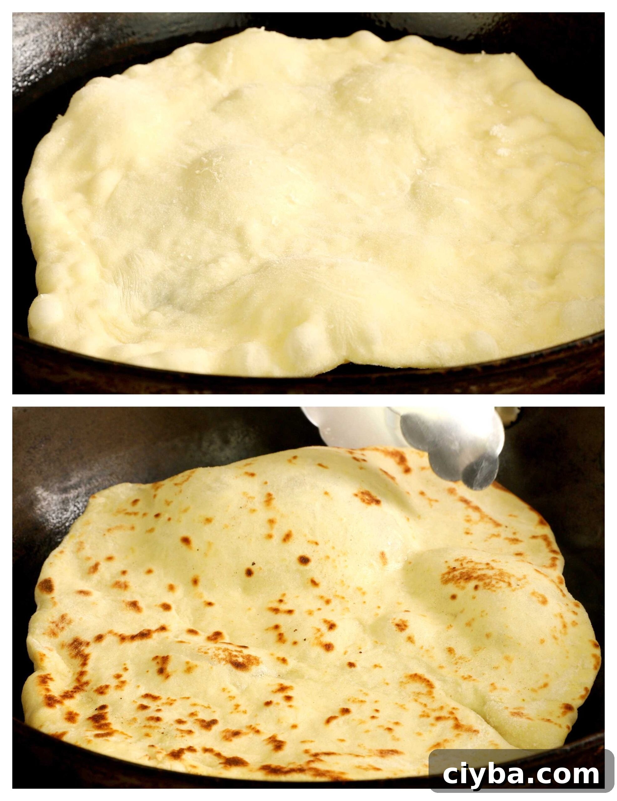 Quick Homemade Flatbread Recipe with Video Tutorial 4 Pita bread cooking process images
