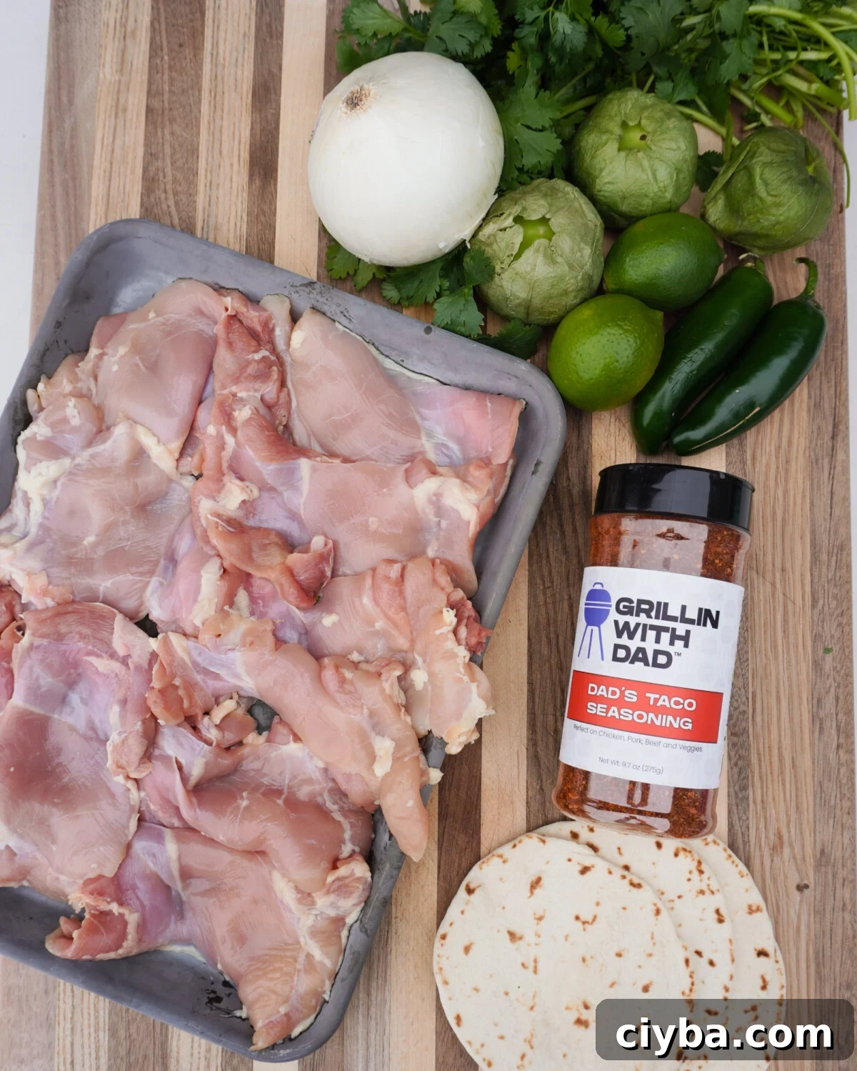 Chicken taco ingredients.