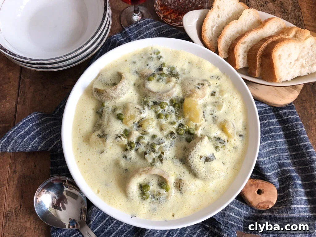 Artichokes and peas in an egg-lemon sauce