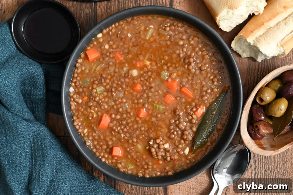 Fakes (Lentil soup) are a traditional Greek lentil soup with vegetables and a tomato based broth.