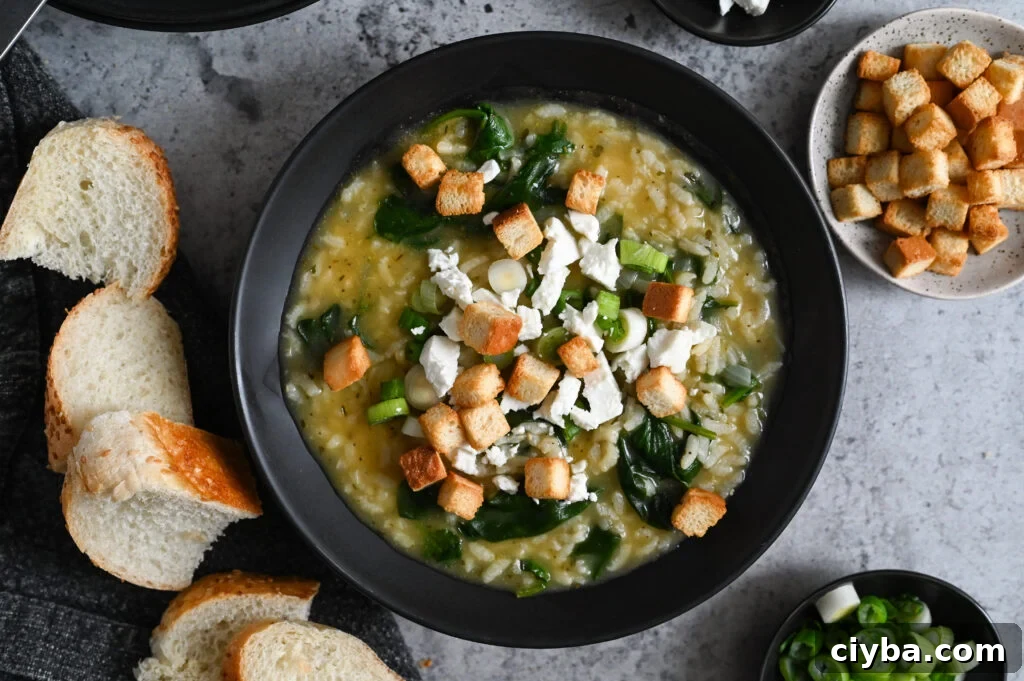 Spinach and rice soup