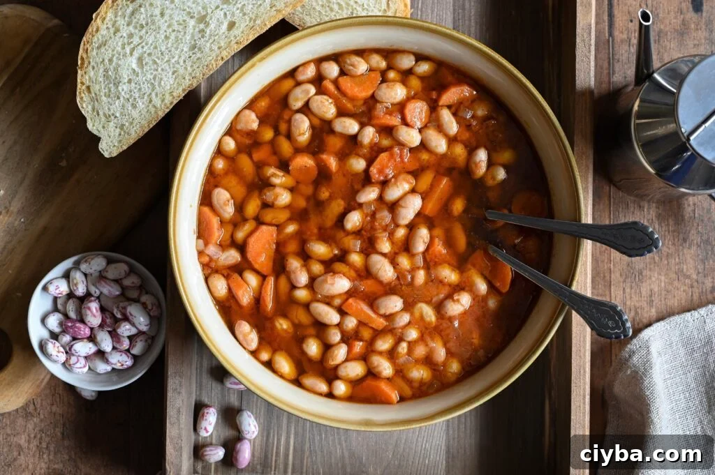 Healthy vegan borlotti bean soup made with fresh beans.
