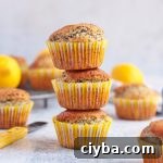 Stack of 3 Lemon and Poppy Seed Muffins