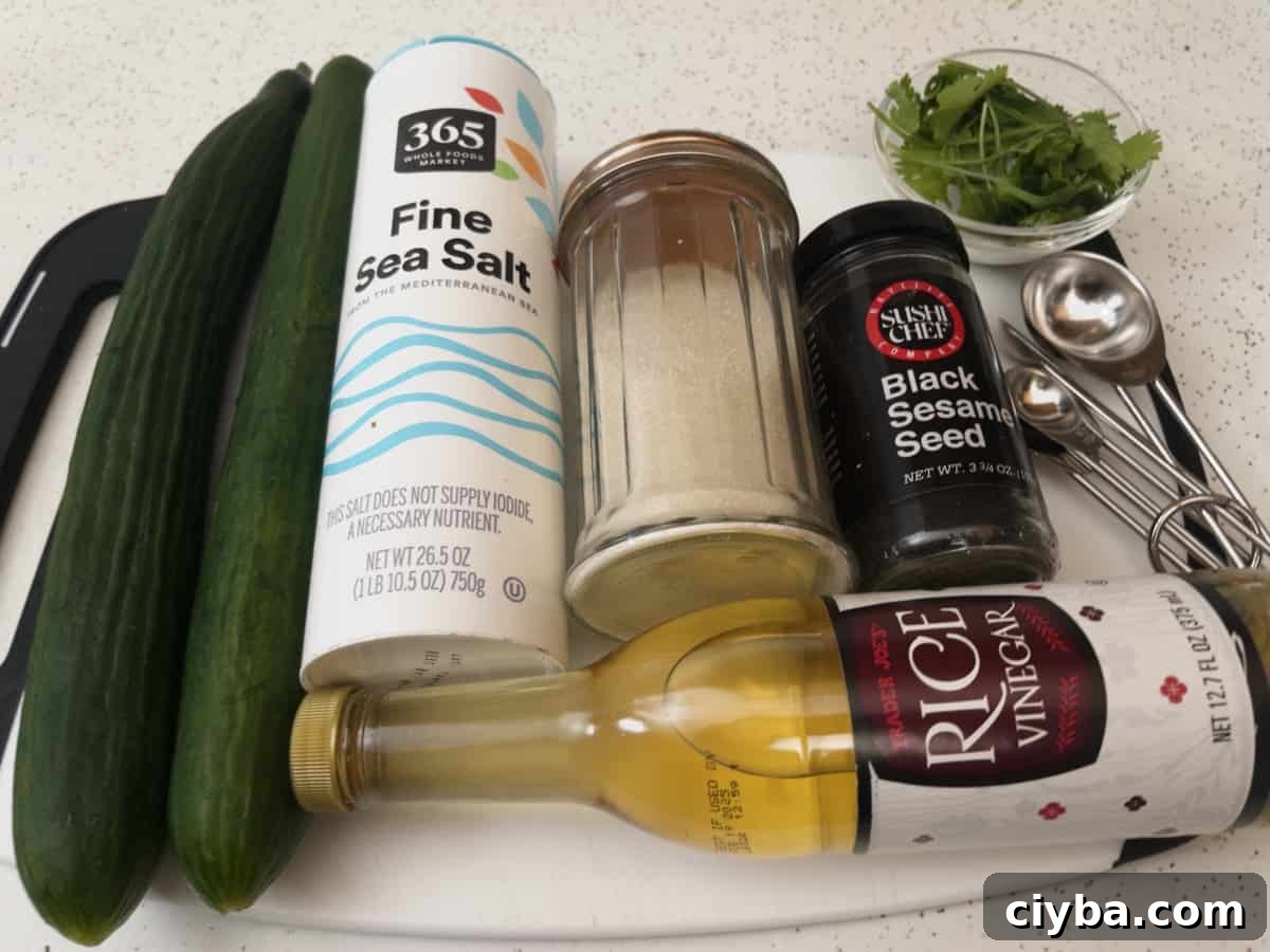 ingredients needed to make asian cucumber salad.