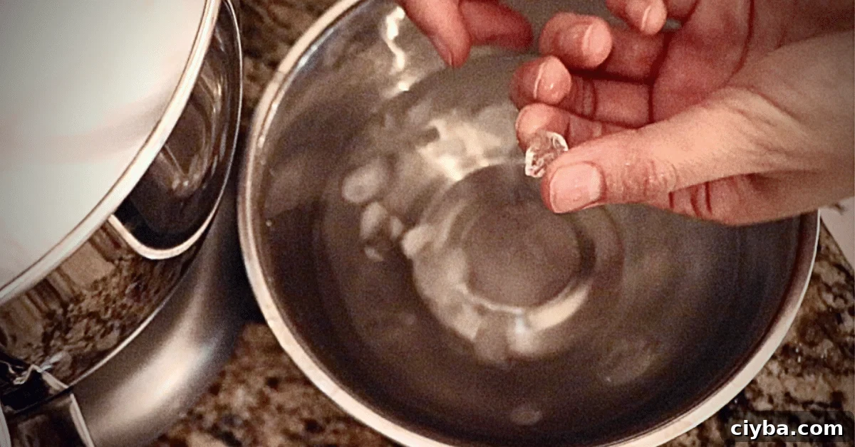 checking Italian syrup with ice water