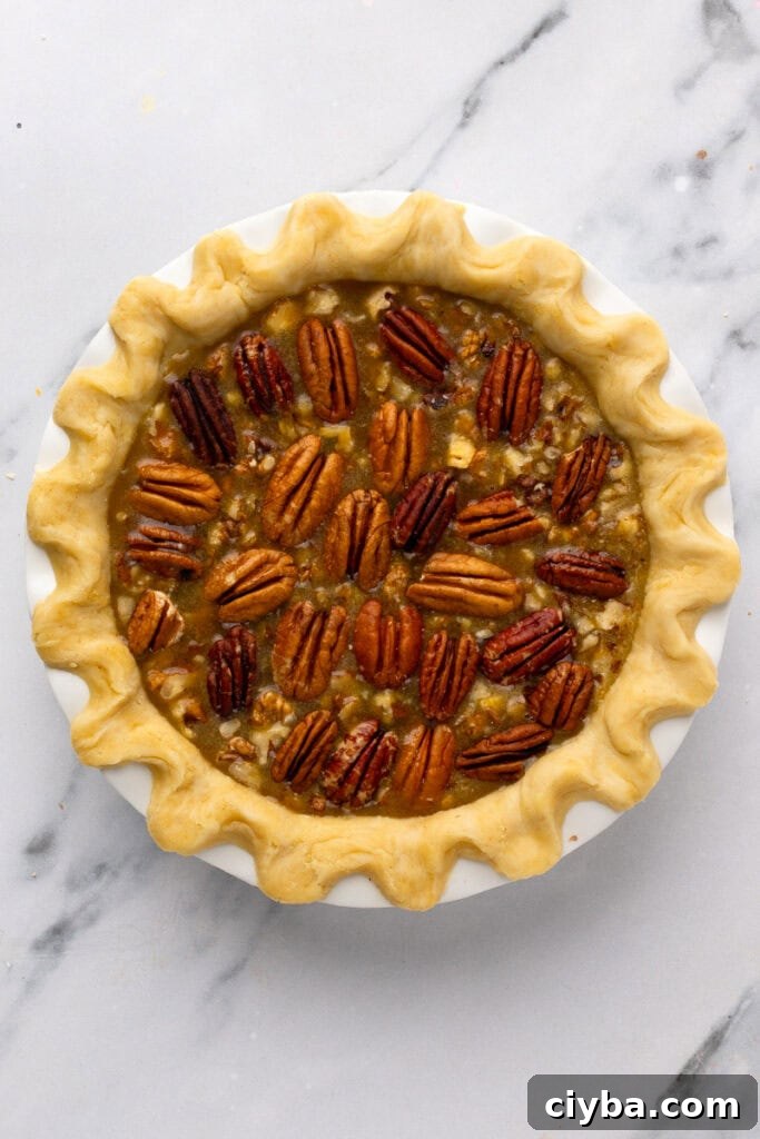 Gluten Free Pecan Pie with No Corn Syrup before being baked