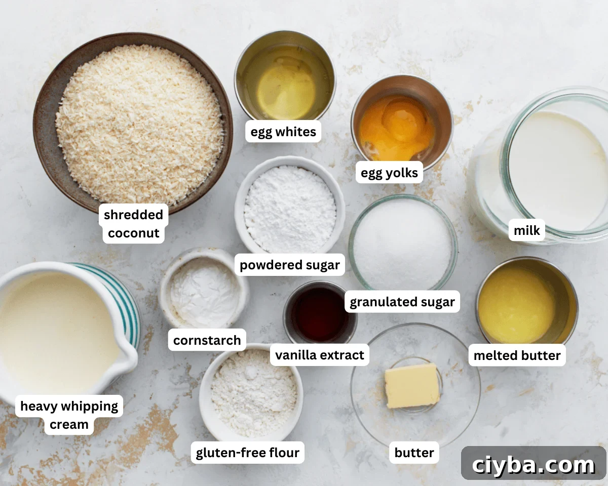 Gluten-free coconut cream pie ingredients