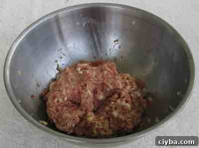 Mix the ingredients for greek beef patties recipe, biftekia.