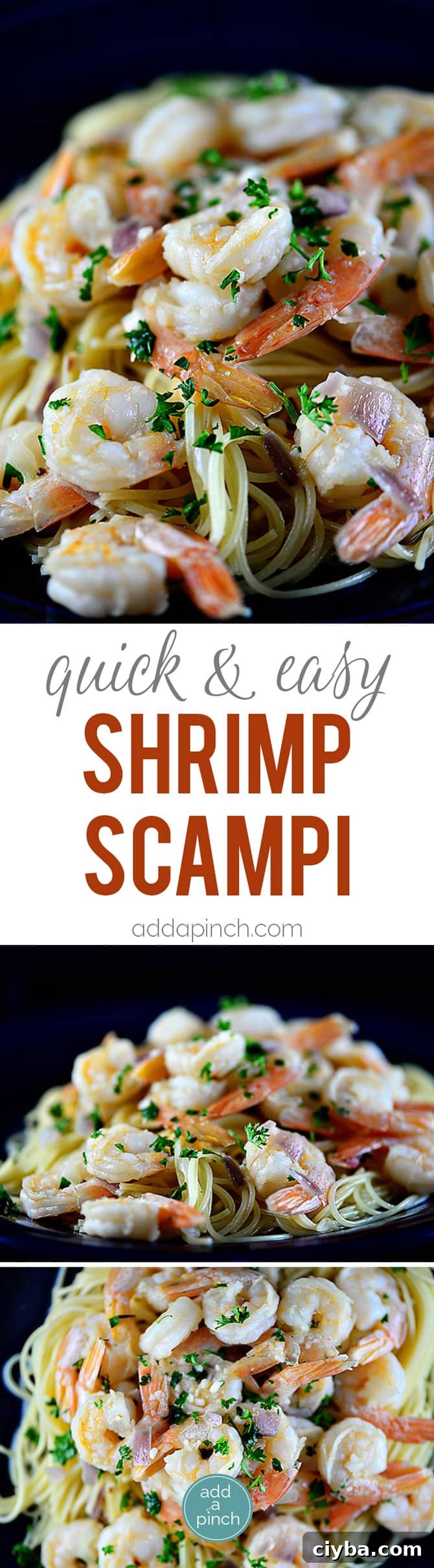 Shrimp scampi is easy and elegant, perfect for entertaining. Made of shrimp sautéed in butter and olive oil, garlic, and gently tossed with red onion and parsley, it is a classic. // addapinch.com
