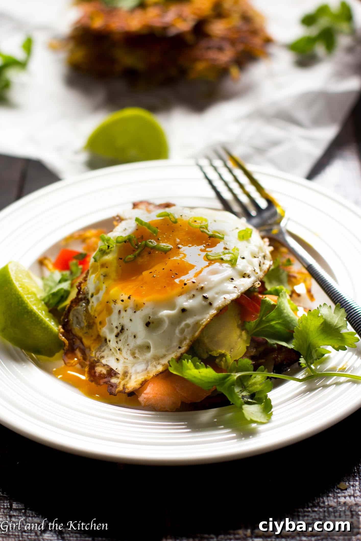 Keep things healthy, crispy and delicious with this hash brown breakfast tostada. Topped with salty smoked salmon, a cucumber salsa and a runny fried egg, this is the perfect breakfast when classic breakfasts are a bore.