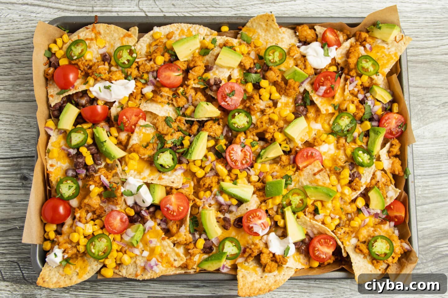 Chicken Nachos Recipe with Fresh Salsa and Avocado 7 This is a platter of the healthy nachos ready to serve.