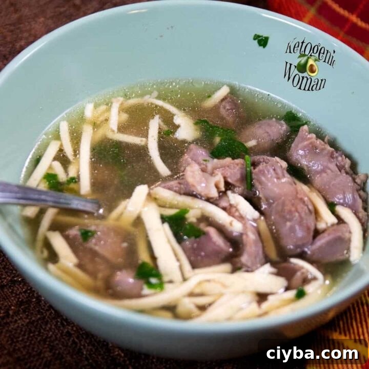 bowl of chicken gizzard soup