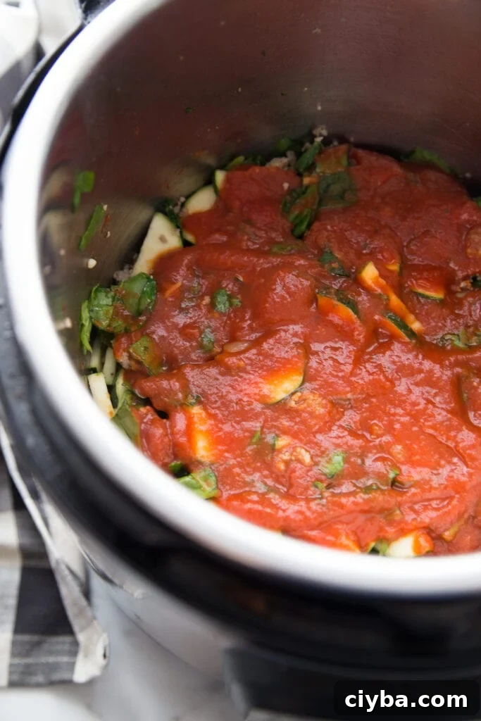 Zucchini lasagna ready to broil