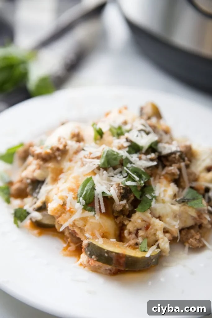 Instant Pot Zucchini Lasagna slice