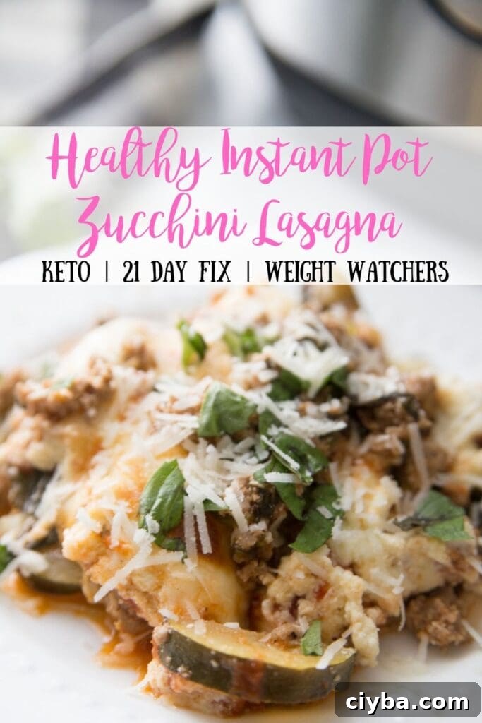Finished Instant Pot Zucchini Lasagna with melted cheese