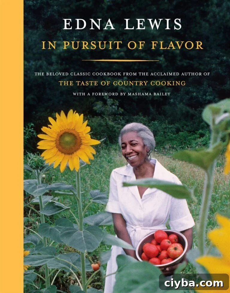 A cookbook titled Edna Lewis - In Pursuit of Flavor: The Beloved Classic Cookbook from the First Lady of Southern Cooking.