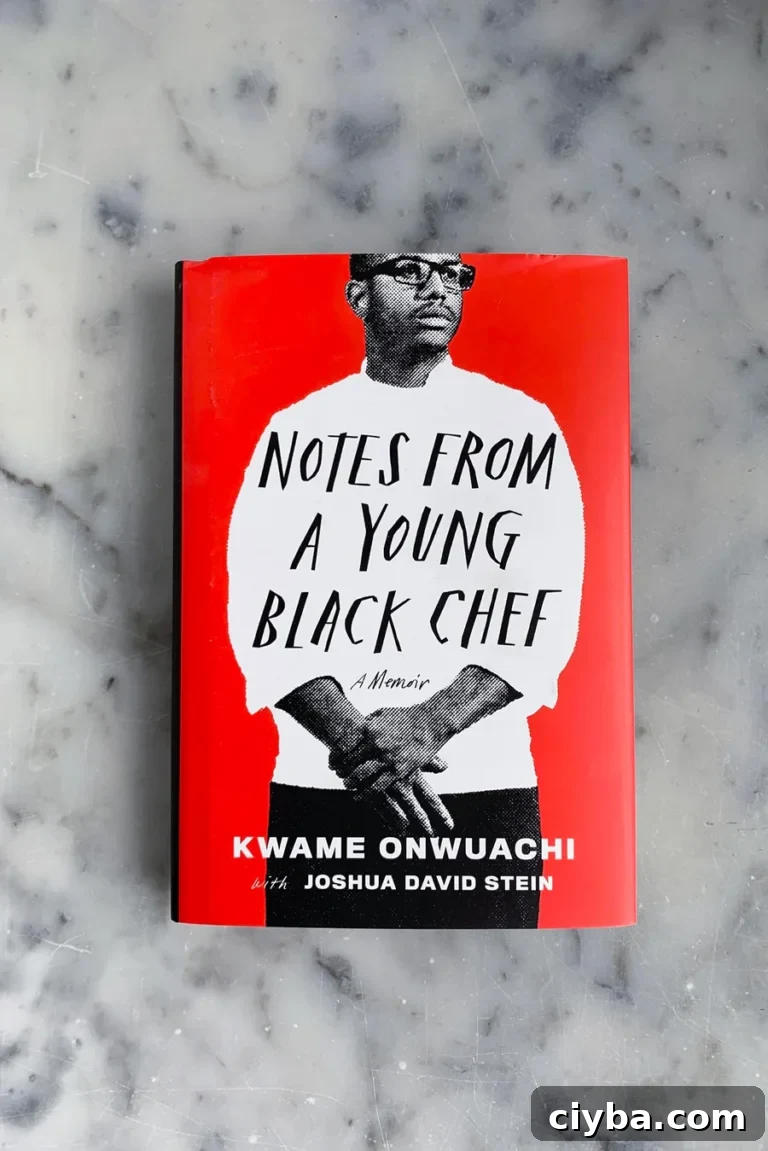 A cookbook titled Kwame Onwuachi - Notes from a Young Black Chef: A Memoir.