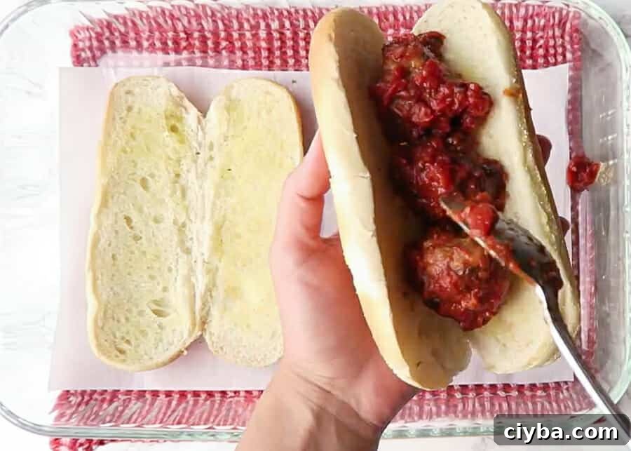 Quick Vegan Marinara Sauce Recipe – Ready in Minutes 6 adding best baked meatballs to a sub