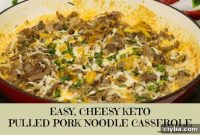 Stovetop Keto Pulled Pork Noodle Casserole (Low-Carb Cheesy)