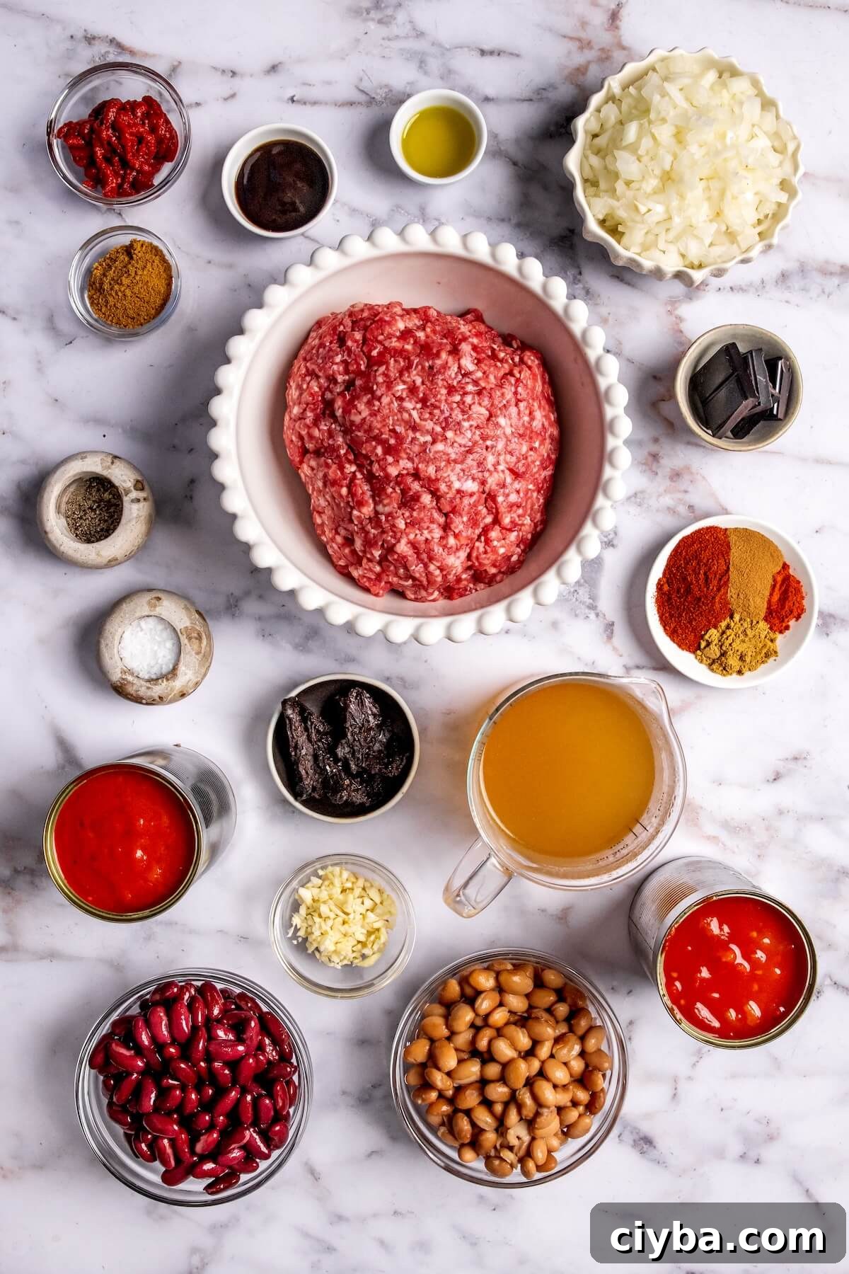 Ingredients for Chili with Chocolate - Olivia Adriance